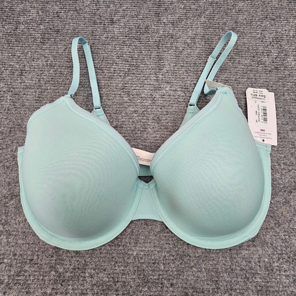 On Gossamer T-shirt Bra Womens 34D Pastel Turquoise Next To Nothing‎ Micro Wired